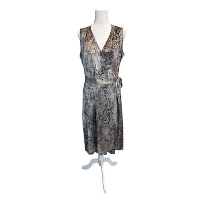 White House Black Market Snakeskin Print Flowy High Low Hem Wrap Dress Size  10