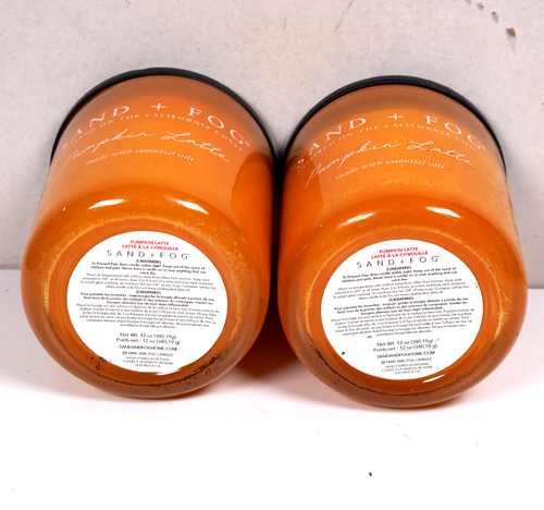 Bougie parfumée huiles essentielles sable + brouillard citrouille latte 12 oz pot bougie neuf x2 - Photo 4/4
