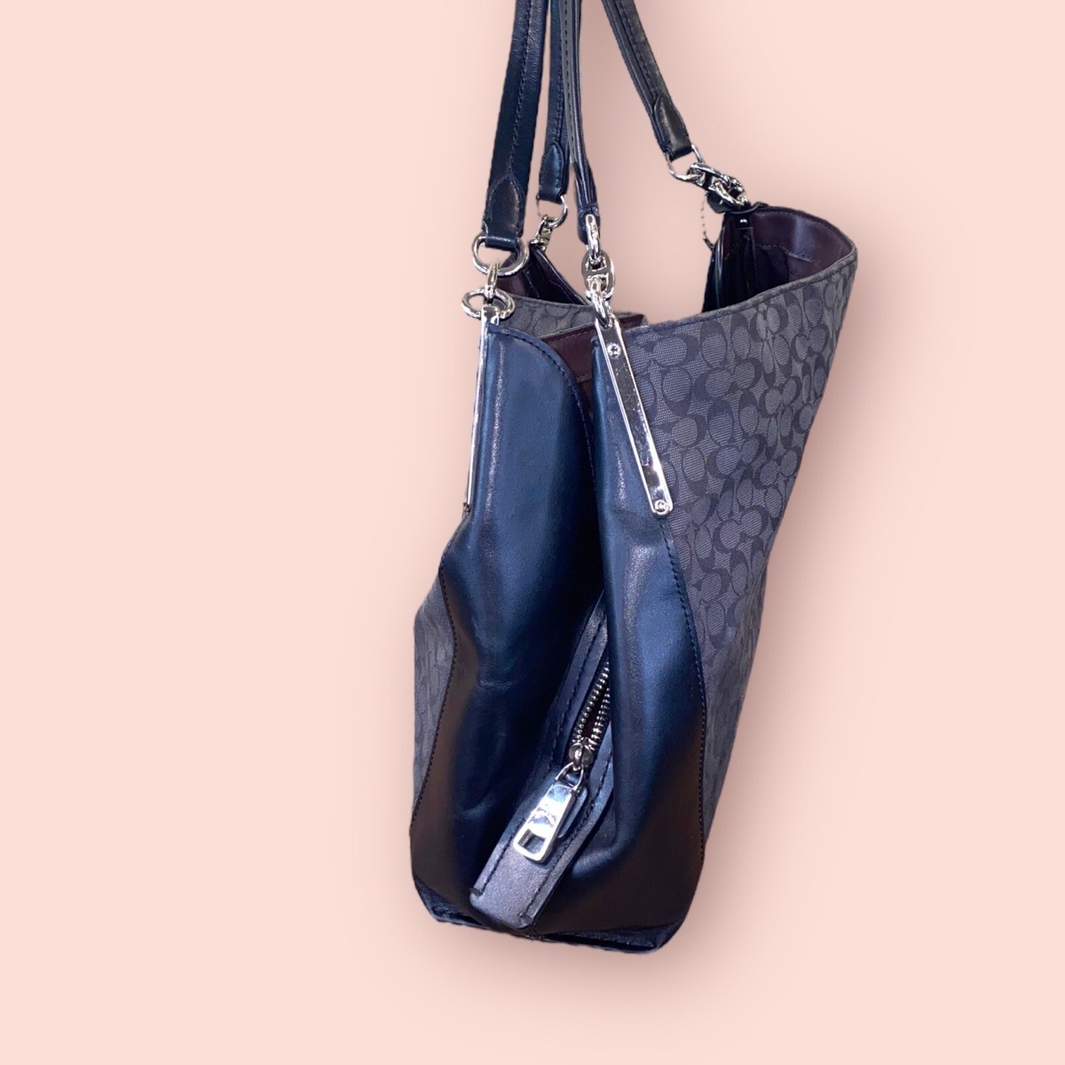 バッグ COACH Dalton totebag signature shoulder COACH Signature Jacquard Dalton 31 Black Silver Luxury Designer