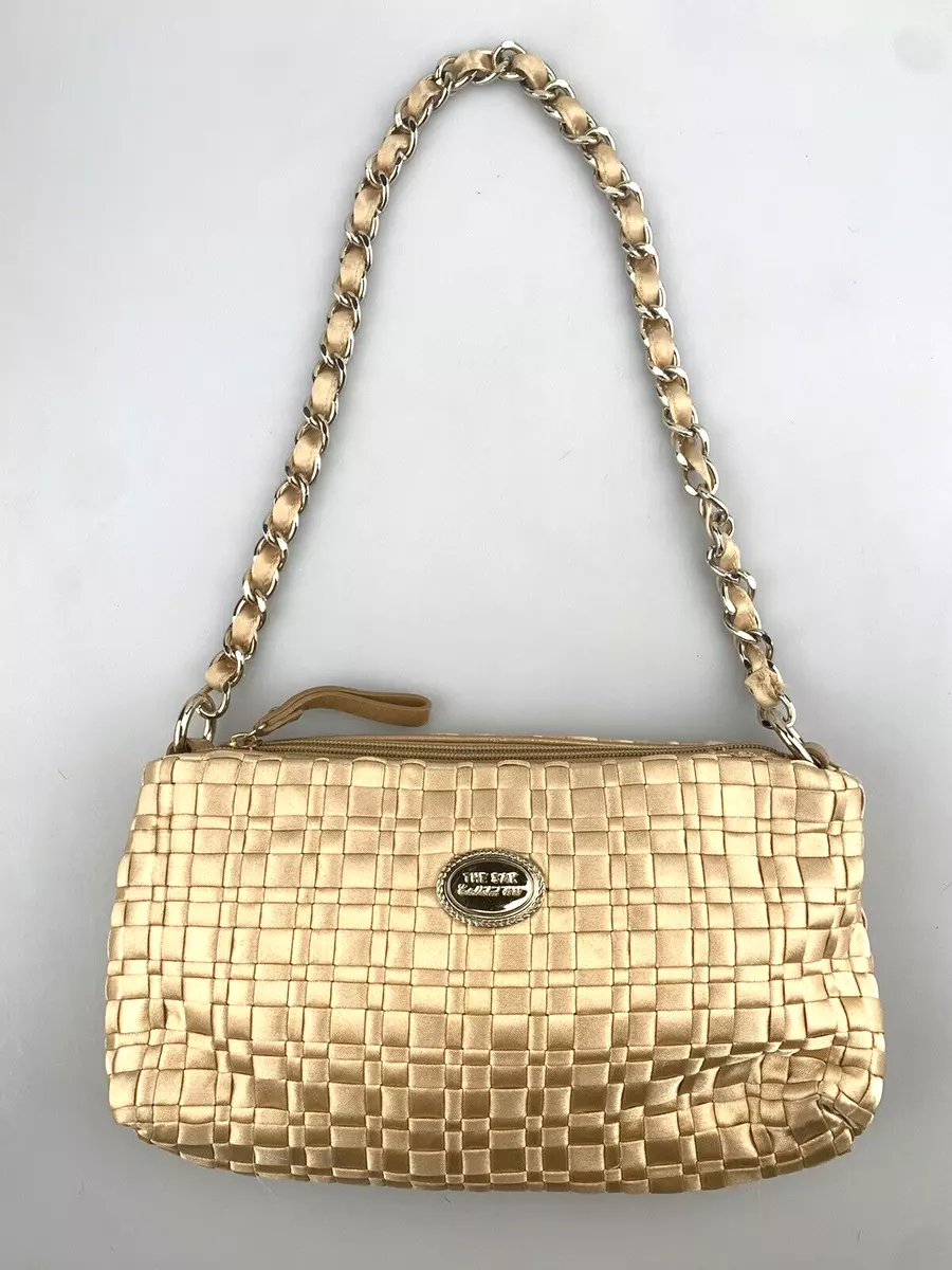 Vintage The Sak Purse Woven Satin Gold Chain Strap Shoulder Bag