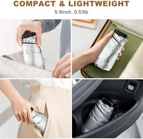 LEAGERA Mini Umbrella For Purse - UPF 50+ UV Blocker Sun Protection Umbrella, Sm