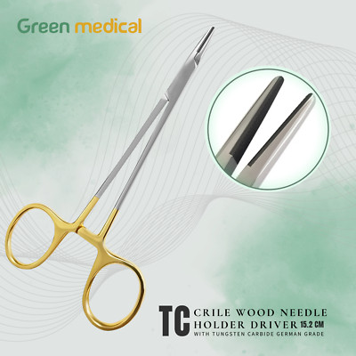 T/C Crile-Wood Needle Holder Tungsten Carbide 6'' Straight Surgical Inst German G