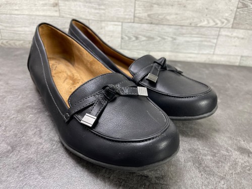 Natural Soul Gracee Women Shoe Black 8.5 M Leather Bow Slip On Ballet Flats - Picture 2 of 20