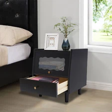 Modern Minimalist Rechargeable Multi-Functional Solid Wood Bedside Nightstands