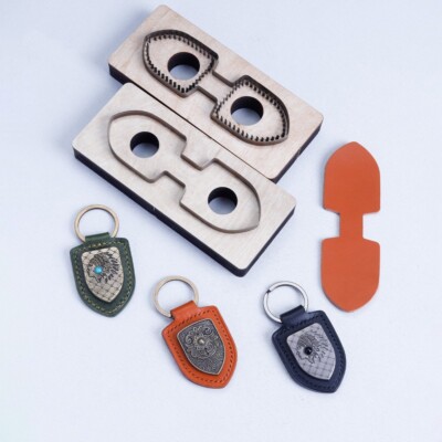 Shield Shaped Keychain Leather Cutting Die Key Ring Fob Holder Template Pattern