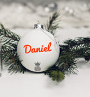 2 x Personalised Name Stickers for Christmas Bauble Decoration Pacific font xmas