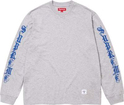 Supreme Old English L/S Top Heather Grey Pink Orange White Supreme Old English L/S Top Heather Grey Pink Orange White