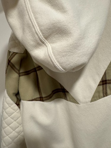 Urban Outfitters UO White Oversized Hoodie Half Zip Sweatshirt Check US Size S - Picture 3 of 12