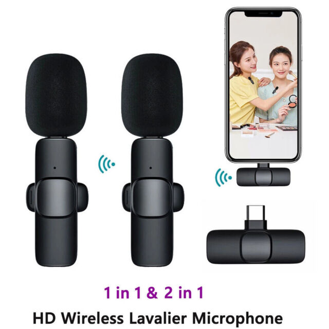 2X Wireless Lavalier Microphone For Phone Android iPhone Vlog Live Stream Mic