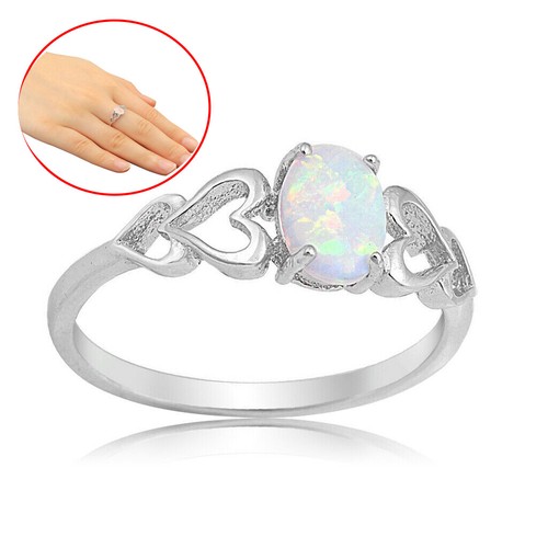925 Silber Modeschmuck Opal CZ Damen Hochzeit Verlobung Party Ring Größe 6-10 - Bild 1 von 11
