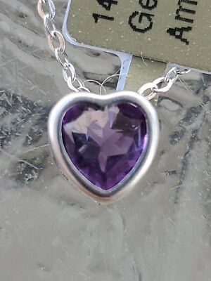 Amethyst Labcreated Herzschliff Anhänger 14kt massiv Weißgold 