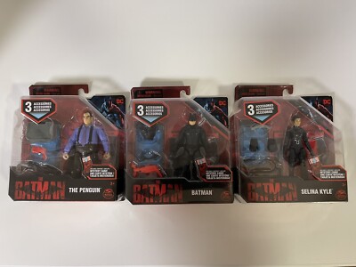 DC The Batman Movie BATMAN, Selina Kyle & The Penguin 4  Action Figure Set Of 3