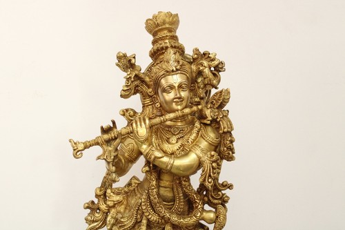 Krishna Vigrah Statue Messing Figur Gottheit Skulptur Hindu Wohnkultur Geschenk Idol - Bild 7 von 12