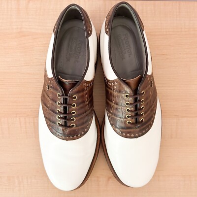 VINTAGE FootJoy Classics White Leather / Brown Gator saddle golf