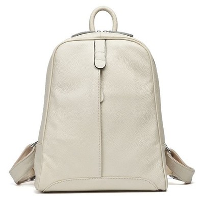 Simple Genuine Leather Backpack Women Laptop Casual Knapsack Ladies Travel Ba...