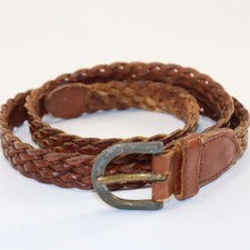 Omega Braided Leather Belt Mens Large Brown 1 Inch Woven Vintage Style 110866
