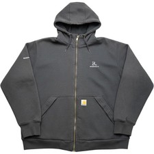 Carhartt Rain Defender Thermal Lined Full Zip Hoodie Black Mens Large Loose Fit