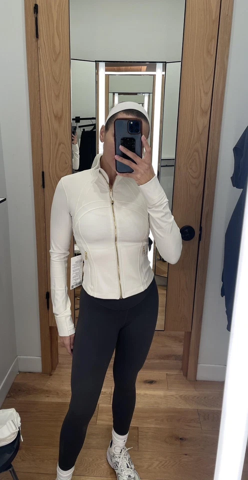 Jaqueta Lululemon Define Feminina Tamanho 6 Marfim/Ouro Zíper Nova Com Etiqueta - Imagem 3 de 4