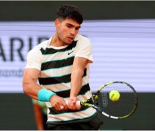 NIKE Carlos Alcaraz 2025 Roland Garros French Tennis Shirt Men LARGE Beige Green