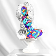 Scultura artistica cubica Poseidone fatta a mano, statua greca astratta...