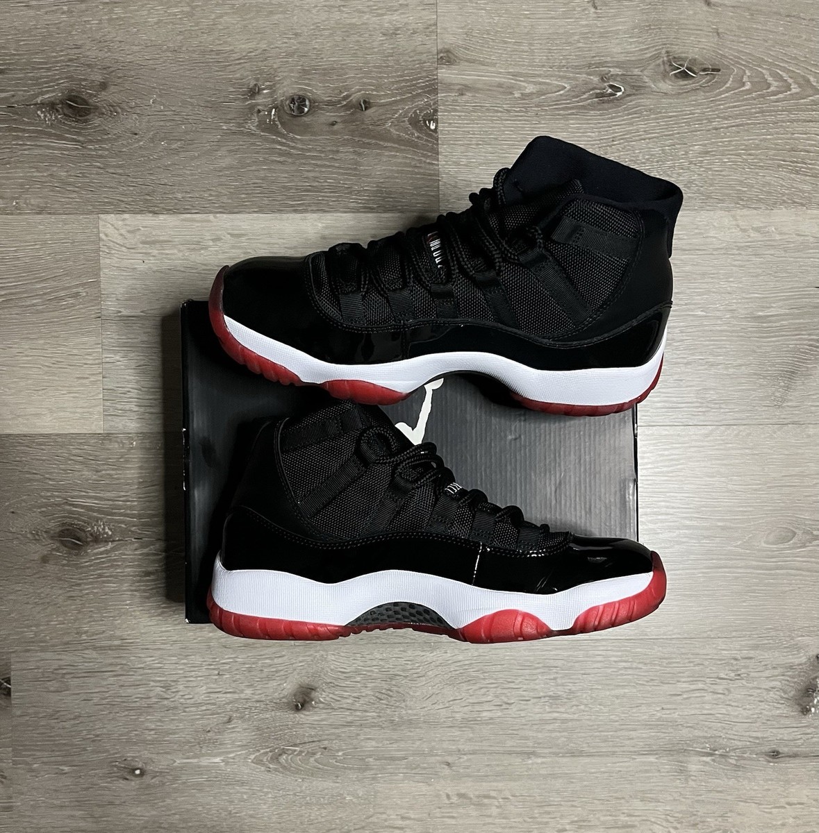 2012 Air Jordan Retro 11 Bred 378037-010 Black Red White Sz 8.5