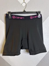 CANARI Women’s Black Stretch Elastic Waist Padded Cycling Shorts Size Medium