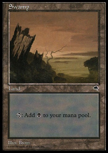 Basic Lands 10 MTG Swamp (334) - (Vertical Log), Light Play, English Tempest