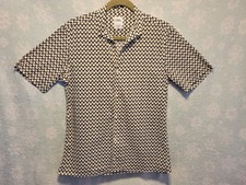 Men Geometric Abstract Retro 90's Button Shirt Size S Long Sleeve All Over AOP