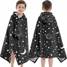 Beach Towels for Kids 100 Cotton Large 35"x60" for 5-12 Years Cute Black Spa...