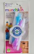 Munchkin Click Lock Straw Cups Two Spill-proof Replacement Straws New