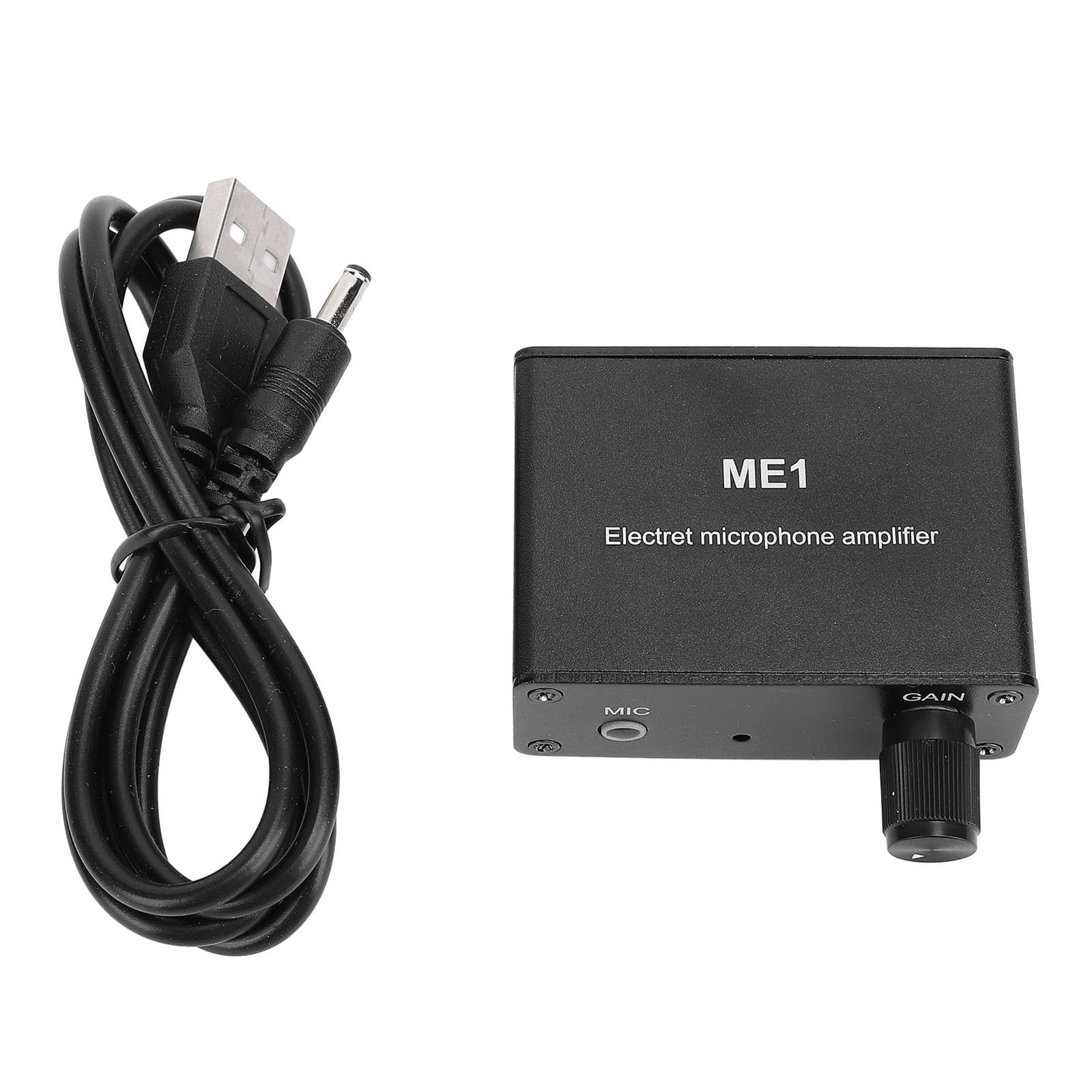 Amplificateur de microphone avec gain de 50dB en aluminium noir pour studio de podcast