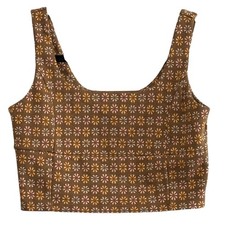 Altar'd State Brown Floral Corset Crop XS Made USA Coquette Ditsy Festival Tanks