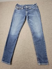 True Religion Jeans Women 29 Jegging Skinny Blue Flap Pocket Stretch USA