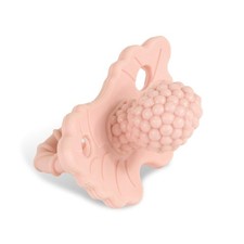 Razberry Silicone Teether Pink Pacifier Multi Textured Baby Soothing Toy 3 Mo...
