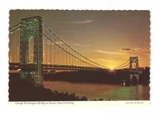 George Washington Bridge at Sunset New York City vintage postcard unposted
