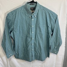 Eddie Bauer Button Down Long Sleeve Wrinkle-Resistant Relaxed Fit Teal XXL