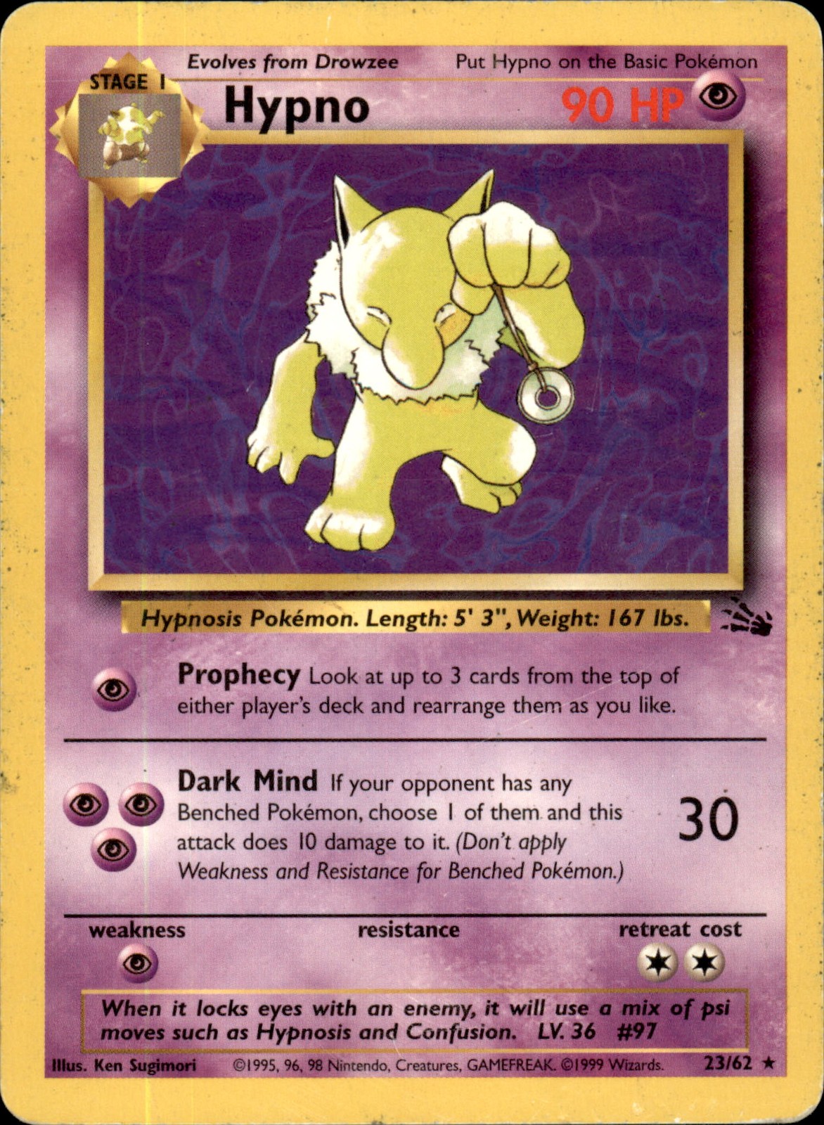 Hypno 23/62 Unlimited - Pokemon Fossil - HP