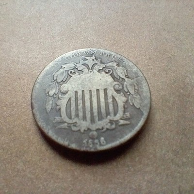 1866 SHIELD NICKEL with RAYS * LARGE OBVERSE CUD !!