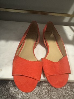 Orange Suede Flats Slip On Round Toe Women's Shoes