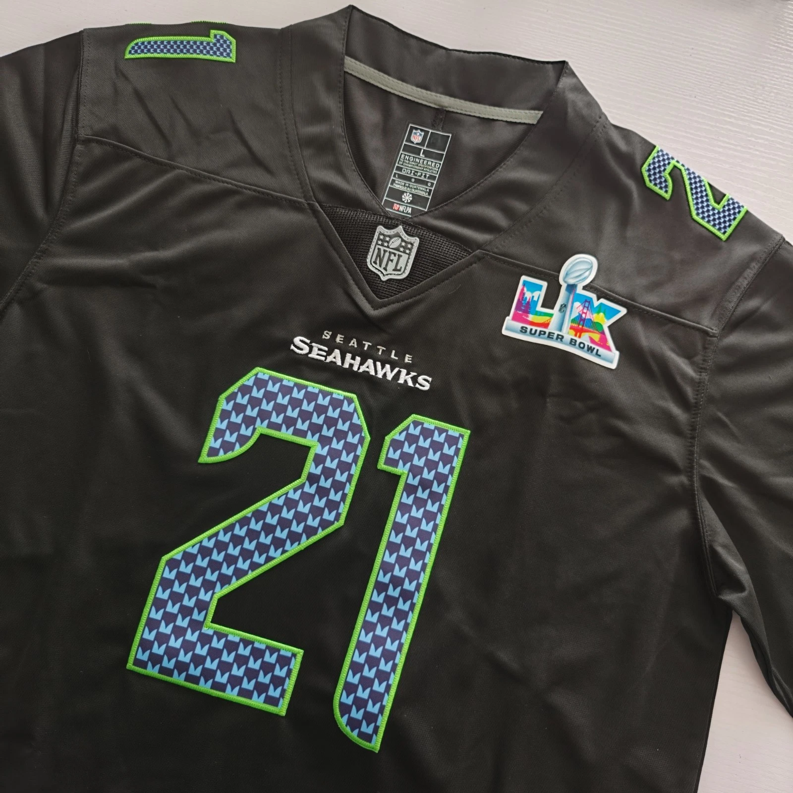 Men's Seahawkss Devon Witherspoon Black Super B.owl LX Patch Game Jersey