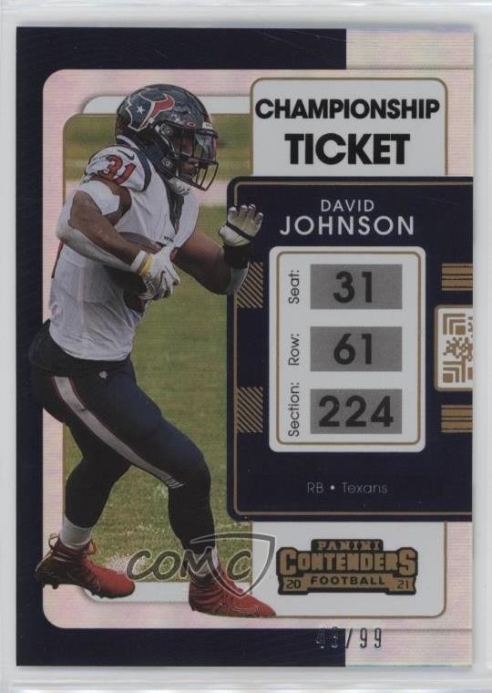 2021 Panini Contenders Championship Ticket 46/99 David Johnson #40 y0i