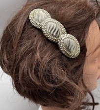Vintage 1980s 1990s Silver Tone Large Hair Statement Barrette Clip