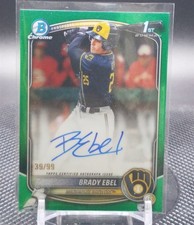 2025 Bowman Draft Brady Ebel AUTO Green Chrome /99 Brewers
