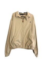 Polo Ralph Lauren Bomber Harrington Jacket Vintage 90s Size XL Khaki Tan Golf