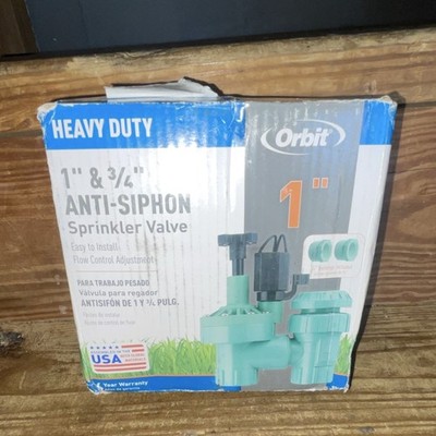 Orbit Anti-Siphon Sprinkler Valve 1'' & 3/4'', Flow Control, Easy Install, Green