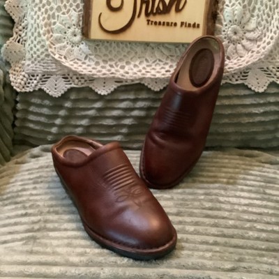Rocky Western Brown Leather Work Comfort Clog Size 9