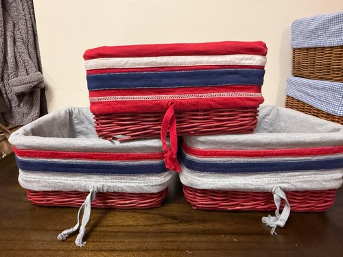 THREE ~ Pottery Barn Kids ~ Sabrina Baskets ~ 12x12x6 ~ RED with Liners