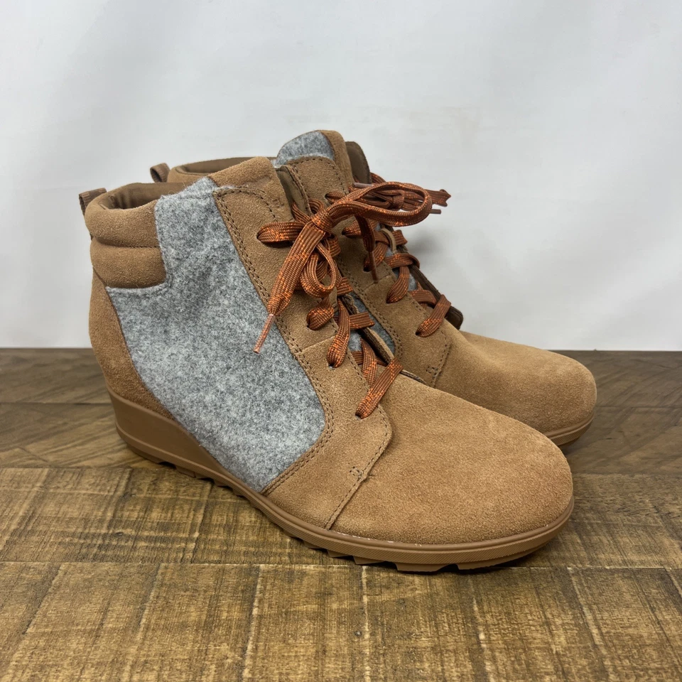 Sorel Womens Evie Ankle Lace Boot US 12 In Velvet Tan Built In Heel - Image 3 of 4