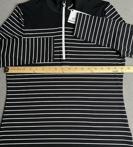 FootJoy Golf Pullover Women’s Size M Black Long Sleeve Striped 1/4 Zip Jersey - Picture 8 of 15