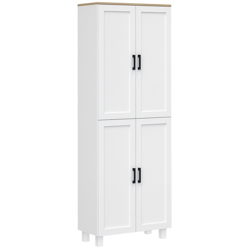 HOMCOM Modern Kitchen Cupboard Storage Cabinet with 6 Shelves, White
